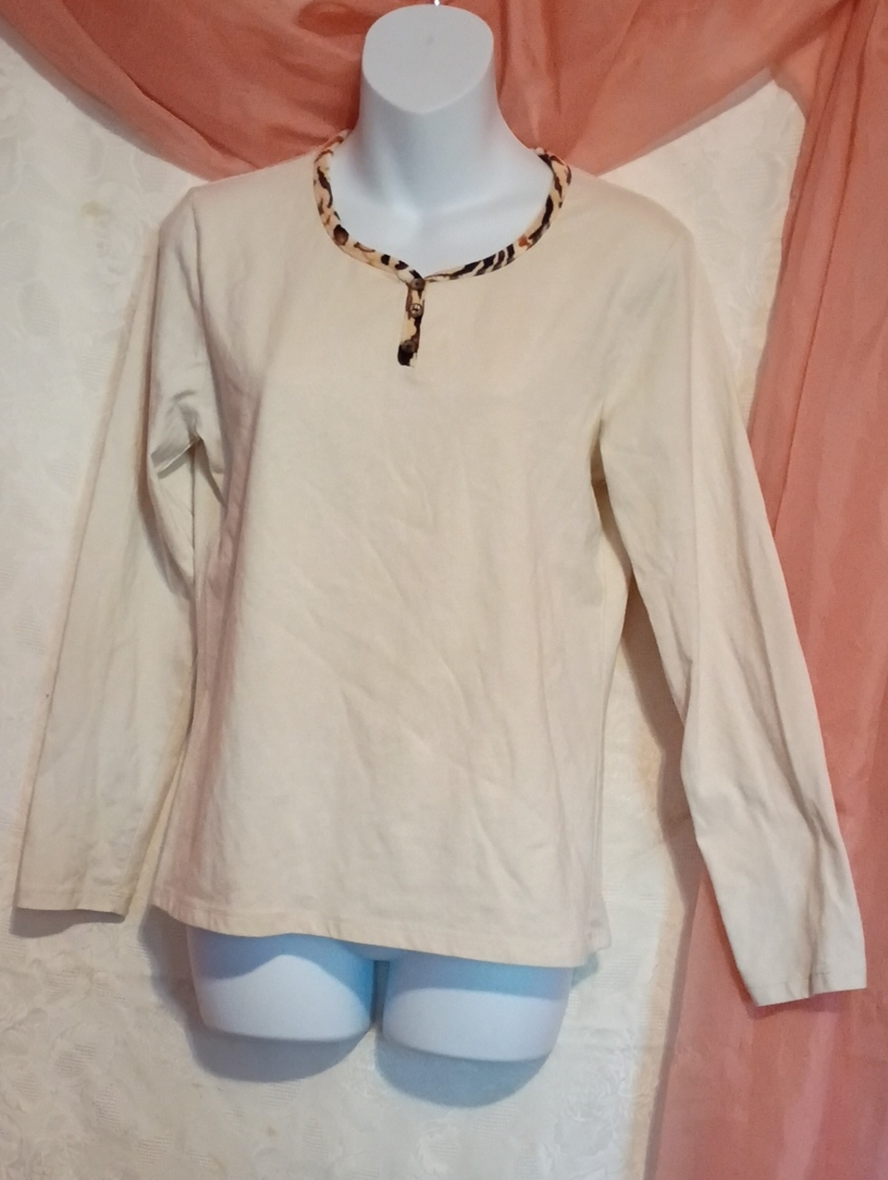 Rebecca Malone Ladies Long Sleeve Beige Top Sz Sm